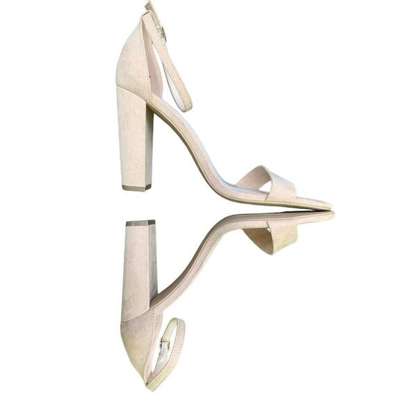 NEW Just Fab Lorelei Vegan Suede Block Heel Strappy Pump Nude Size 9 - Picture 5 of 5